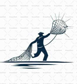 Fischer mit Wurfnetz